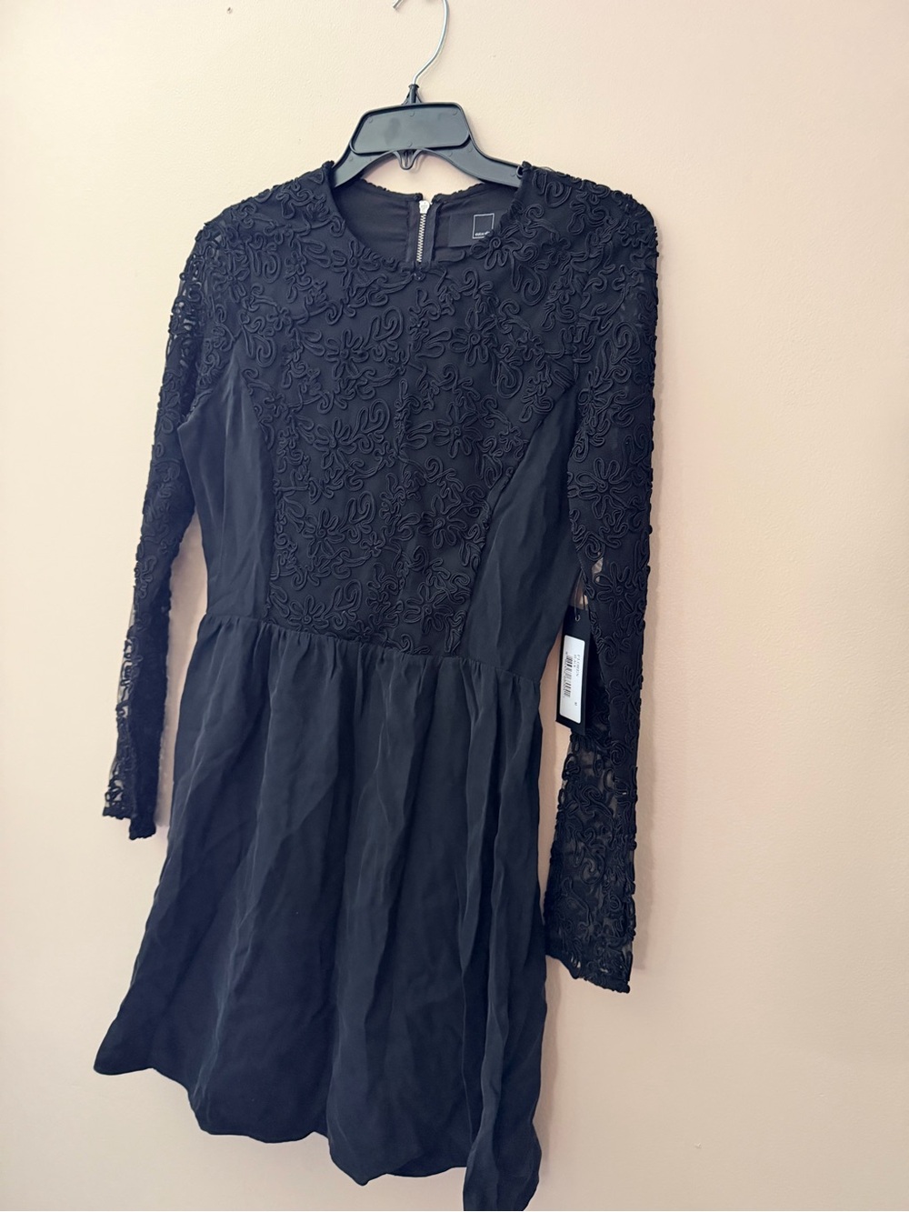 Dolce Vita Black Lace Long-Sleeve Midi Dress